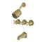 Kingston Brass KBX8137BX Three-Handle Tub and Shower Faucet, Brushed Brass KBX8137BX - alternate 1